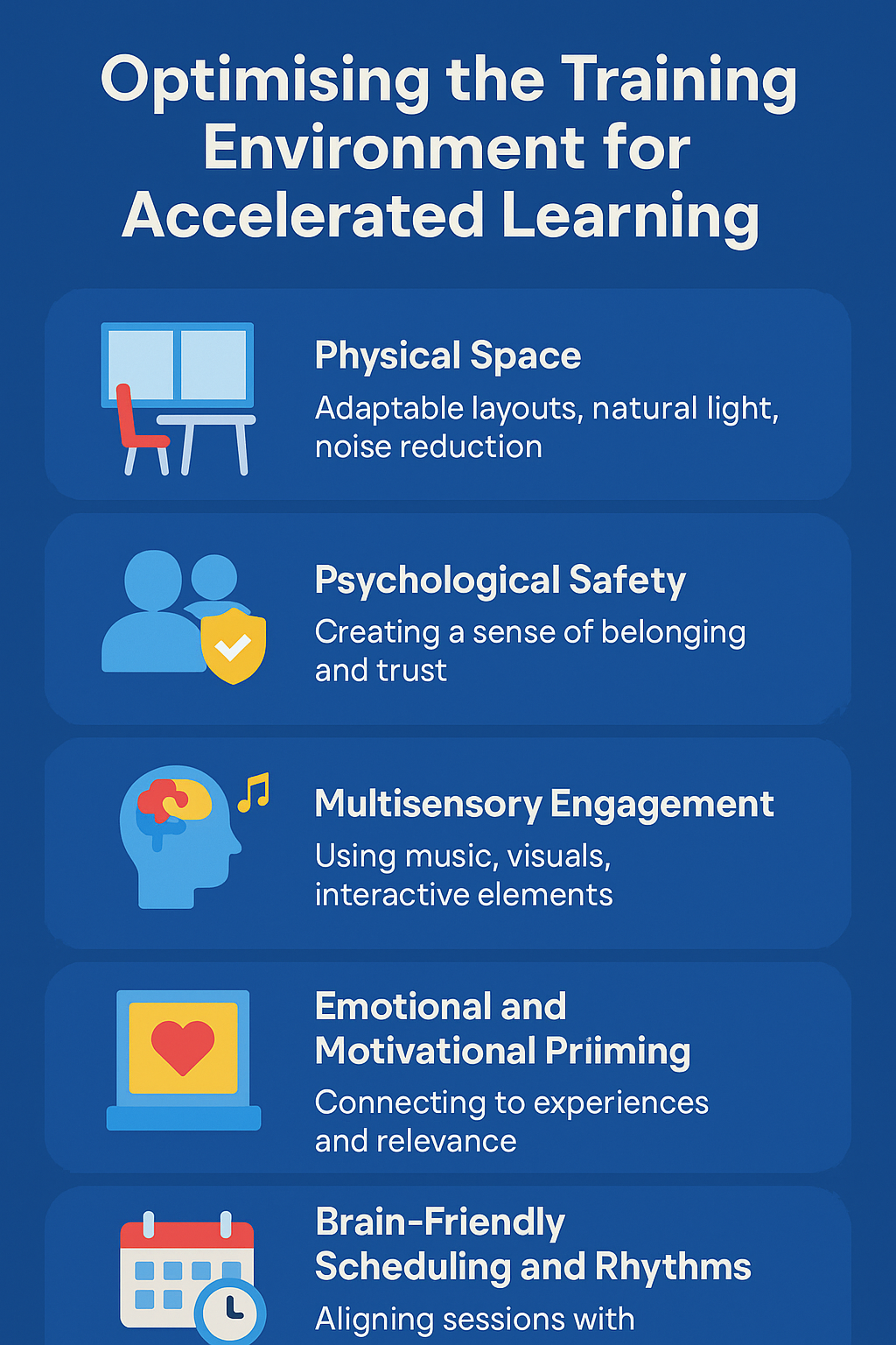 Optimising the Training Environment for Accelerated Learning